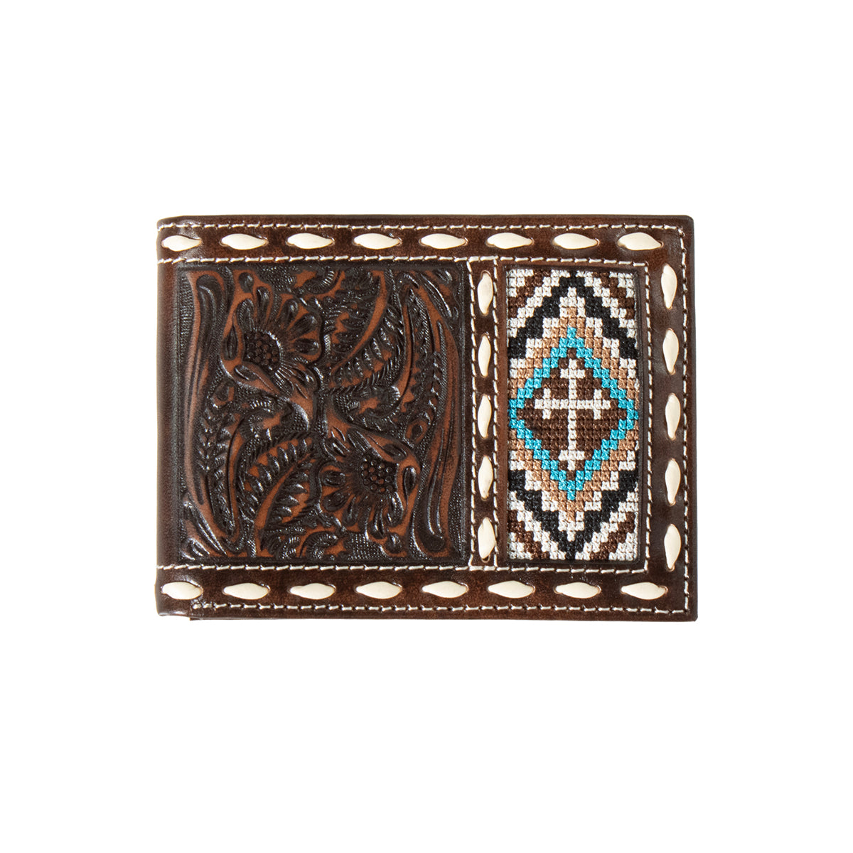 M&F - NOCONA REMOVABLE PASSCASE WALLET CROSS STITCHED
