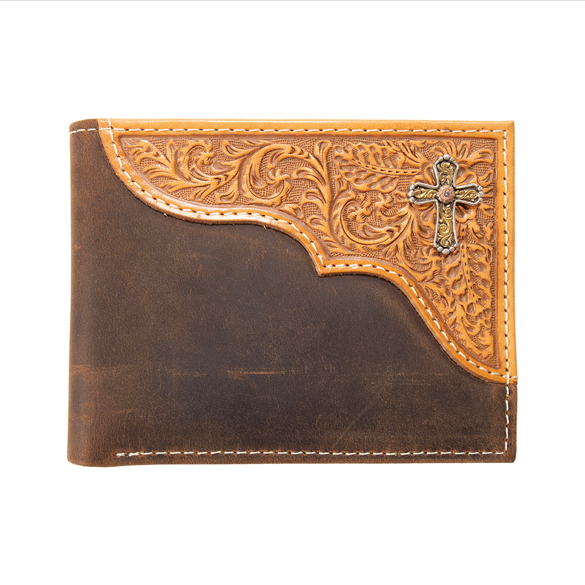 M&F - TOOLED LEATHER CROSS CONCHO REMOVABLE PASSCASE