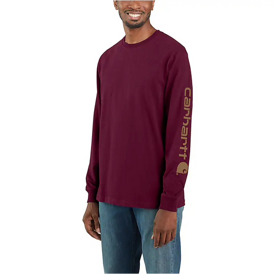 CARHARTT - LOOSE FIT HEAVYWEIGHT LONG-SLEEVE LOGO SLEEVE GRAPHIC T-SHIRT - K231-PRT