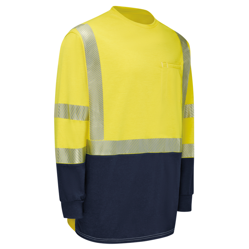 BULWARK FR - HI-VISIBILITY LIGHTWEIGHT COLORBLOCK LONG SLEEVE T-SHIRT - AMERICAN MADE - SMB2HN2