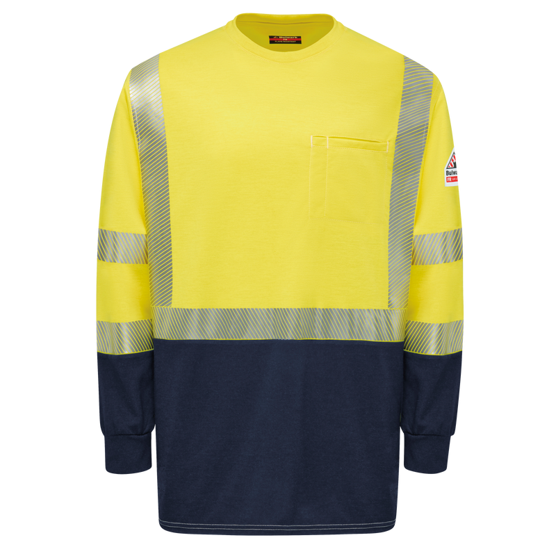 BULWARK FR - HI-VISIBILITY LIGHTWEIGHT COLORBLOCK LONG SLEEVE T-SHIRT - AMERICAN MADE - SMB2HN2