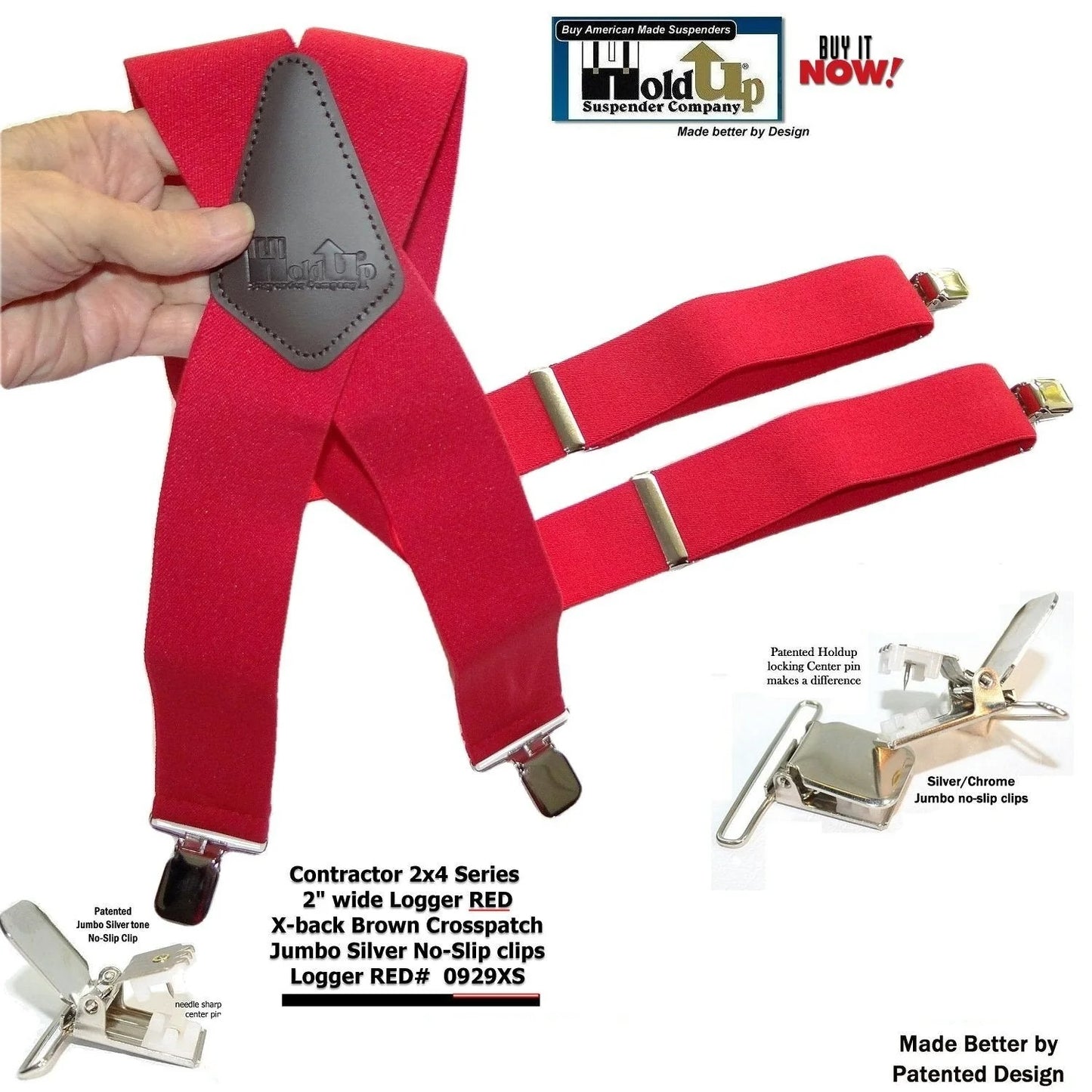 HOLD UP - X-BACK HOLD UP SUSPENDER NO SLIP SILVER CLIPS