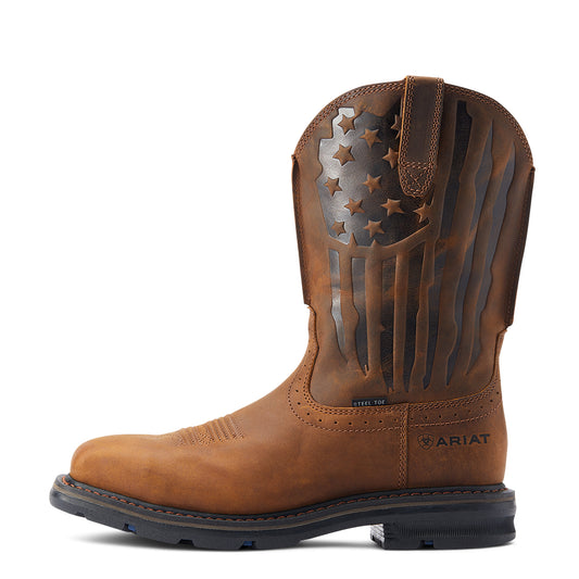 ARIAT - 11" SIERRA SHOCK SHIELD PATRIOT WORK BOOT (STEEL TOE) - 10044426