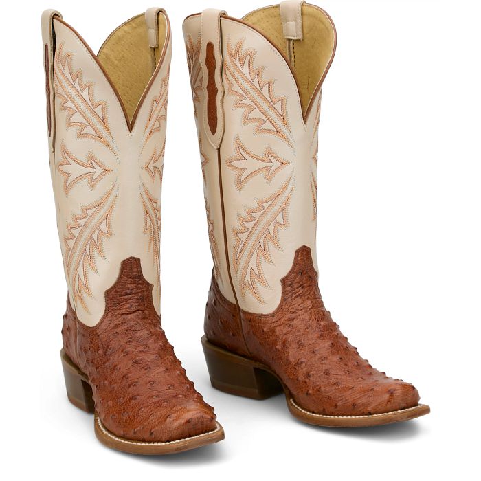 TONY LAMA - 13" AMBER OSTRICH - COGNAC