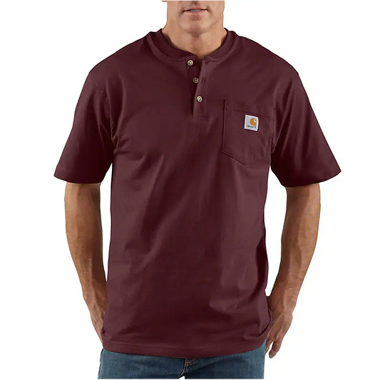 CARHARTT - LOOSE FIT HEAVYWEIGHT SHORT-SLEEVE POCKET HENLEY T-SHIRT - K84-PRT