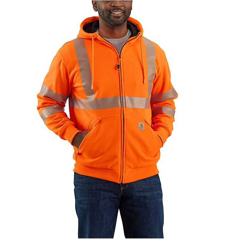 CARHARTT - HIGH VISIBILITY RAIN DEFENDER LOOSE FIT MIDWEIGHT THERMAL-LINED FULL-ZIP CLASS 3 SWEATSHIRT - 104988