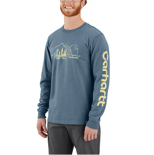 CARHARTT - RELAXED FIT HEAVYWEIGHT LONG-SLEEVE MOUNTAIN GRAPHIC T-SHIRT - 106361