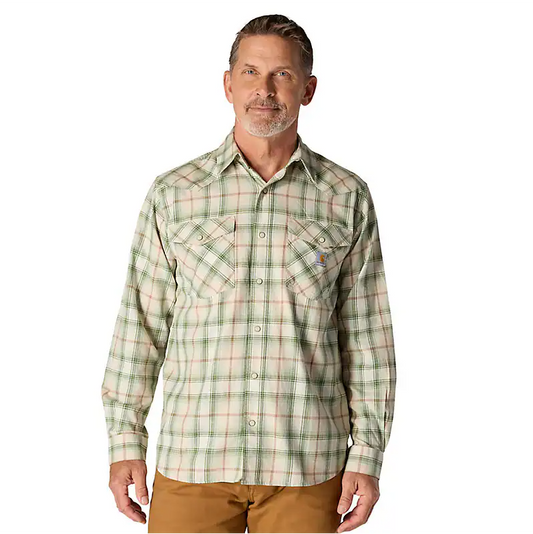 CARHARTT - MONTANA RUGGED FLEX RELAXED FIT LIGHTWEIGHT LONG-SLEEVE SNAP-FRONT PLAID SHIRT - 107016