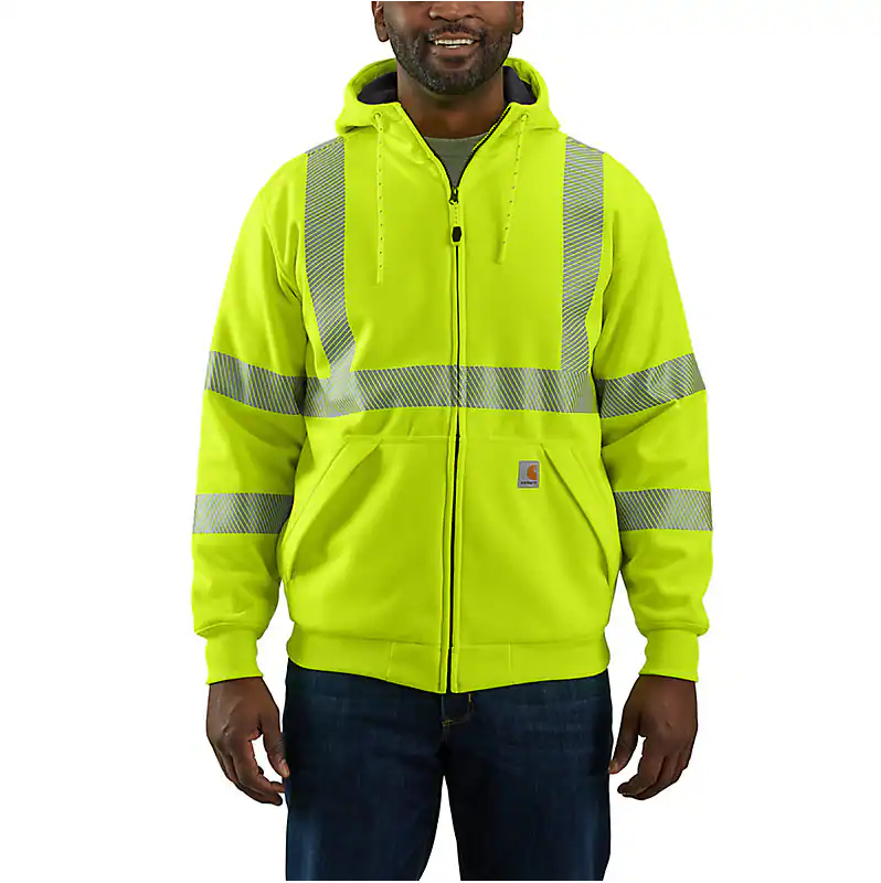 CARHARTT - HIGH VISIBILITY RAIN DEFENDER LOOSE FIT MIDWEIGHT THERMAL-LINED FULL-ZIP CLASS 3 SWEATSHIRT - 104988