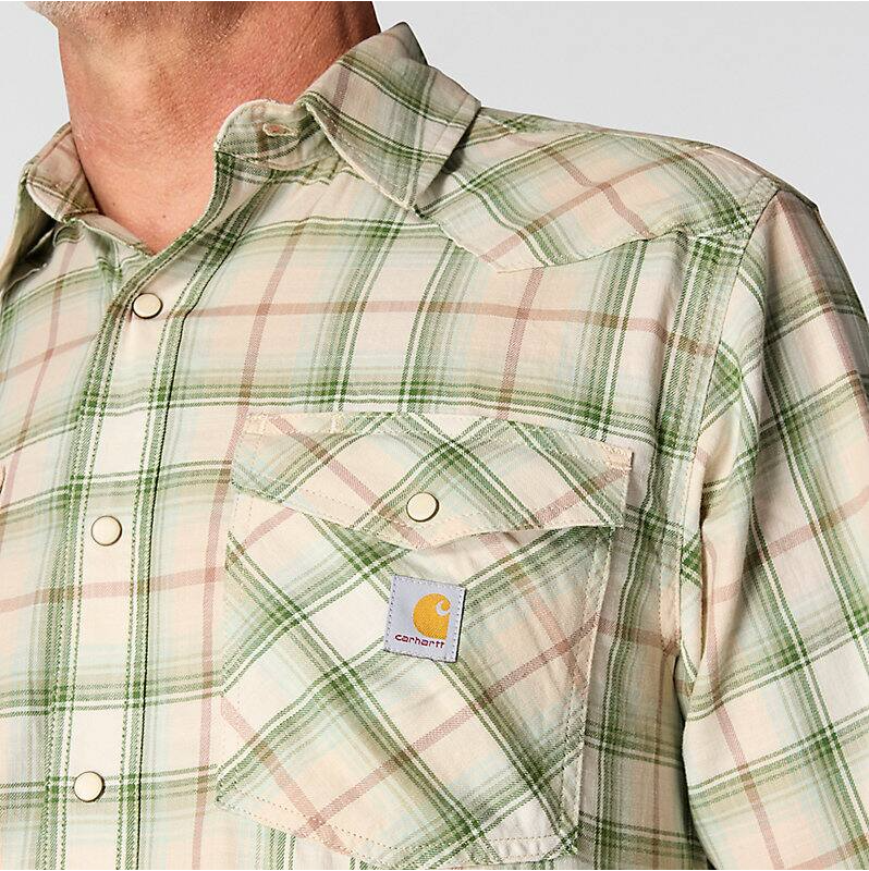 CARHARTT - MONTANA RUGGED FLEX RELAXED FIT LIGHTWEIGHT LONG-SLEEVE SNAP-FRONT PLAID SHIRT - 107016