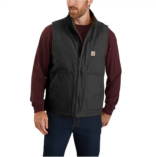 CARHARTT - LOOSE FIT WASHED DUCK SHERPA-LINED MOCK-NECK VEST - 104277