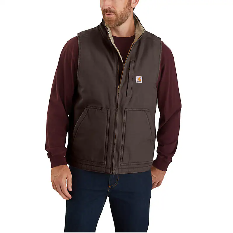 CARHARTT - LOOSE FIT WASHED DUCK SHERPA-LINED MOCK-NECK VEST - 104277