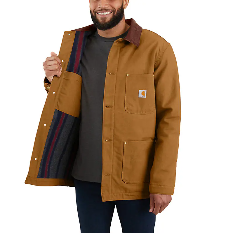 CARHARTT - LOOSE FIT FIRM DUCK BLANKET LINED CHORE COAT - 103825-BRN