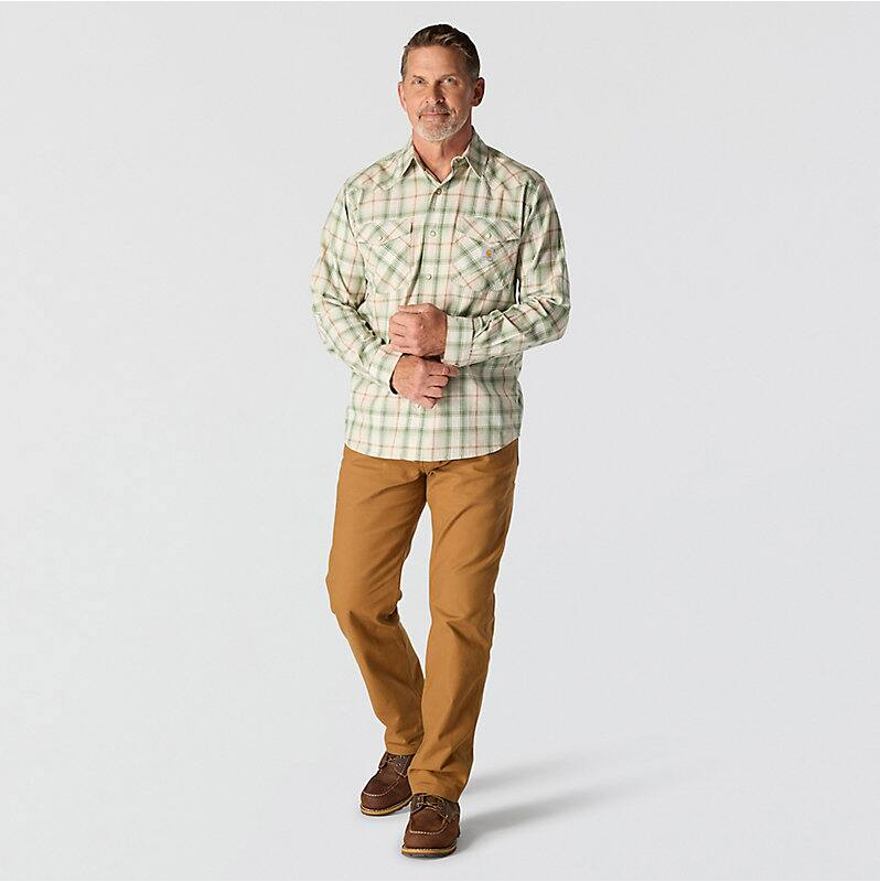 CARHARTT - MONTANA RUGGED FLEX RELAXED FIT LIGHTWEIGHT LONG-SLEEVE SNAP-FRONT PLAID SHIRT - 107016