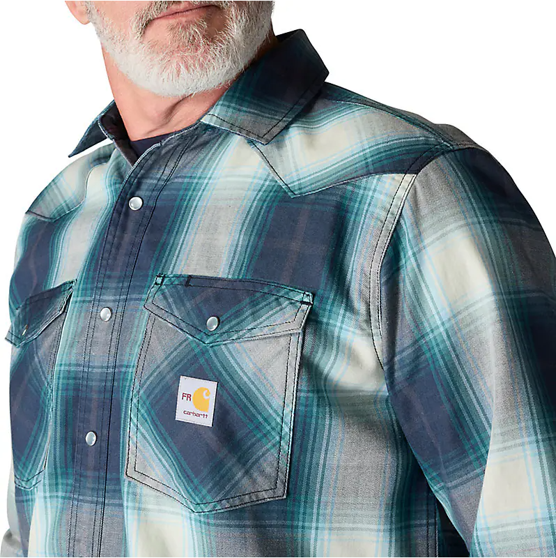 CARHARTT FR - FLAME RESISTANT MONTANA RELAXED FIT MIDWEIGHT TWILL SNAP FRONT PLAID SHIRT - 107070