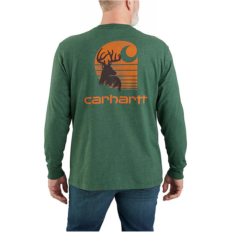 CARHARTT - LOOSE FIT HEAVYWEIGHT LONG-SLEEVE POCKET DEER GRAPHIC T-SHIRT - 106365