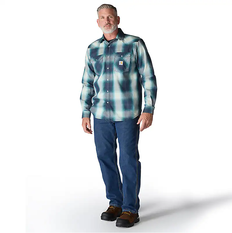 CARHARTT FR - FLAME RESISTANT MONTANA RELAXED FIT MIDWEIGHT TWILL SNAP FRONT PLAID SHIRT - 107070