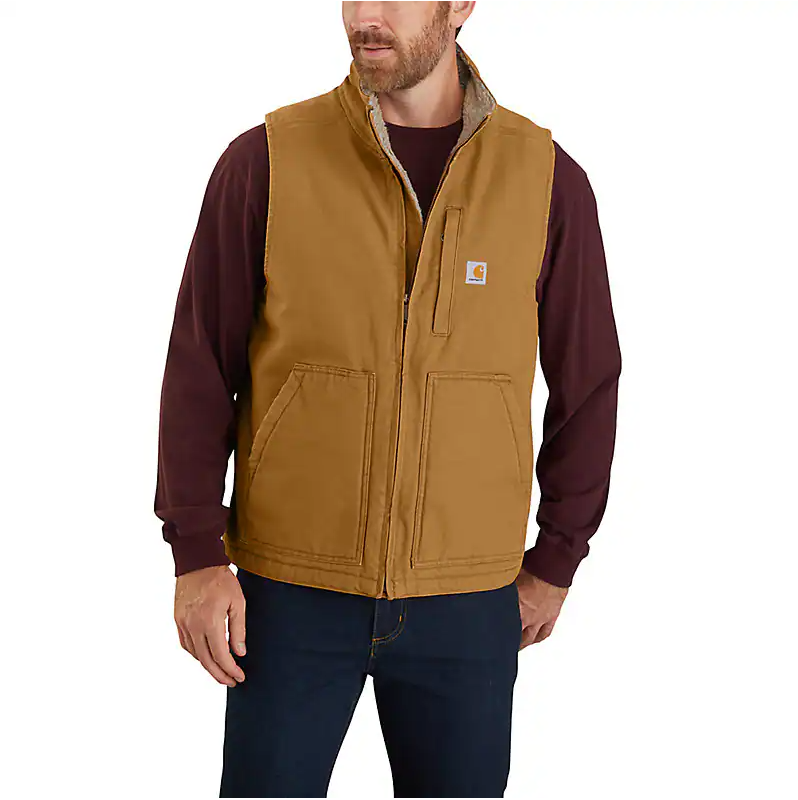 CARHARTT - LOOSE FIT WASHED DUCK SHERPA-LINED MOCK-NECK VEST - 104277