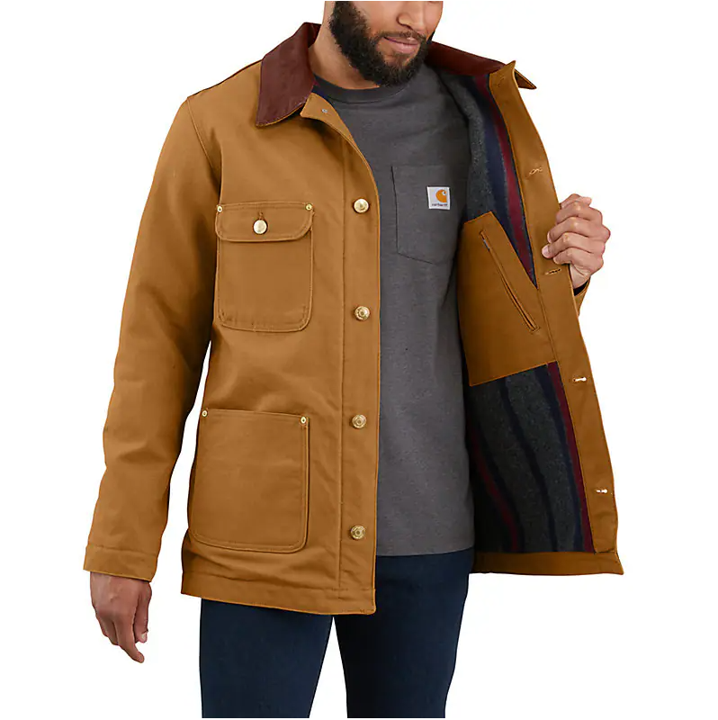 CARHARTT - LOOSE FIT FIRM DUCK BLANKET LINED CHORE COAT - 103825-BRN