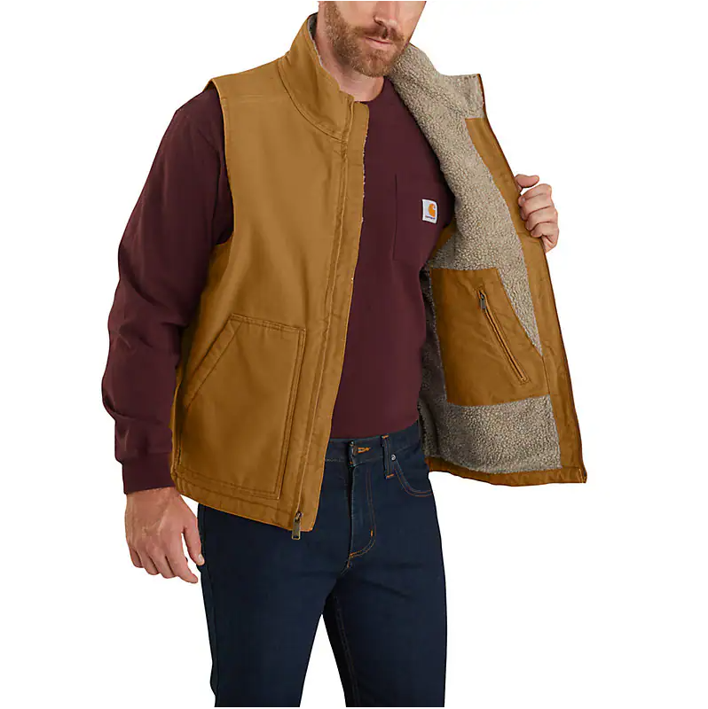 CARHARTT - LOOSE FIT WASHED DUCK SHERPA-LINED MOCK-NECK VEST - 104277