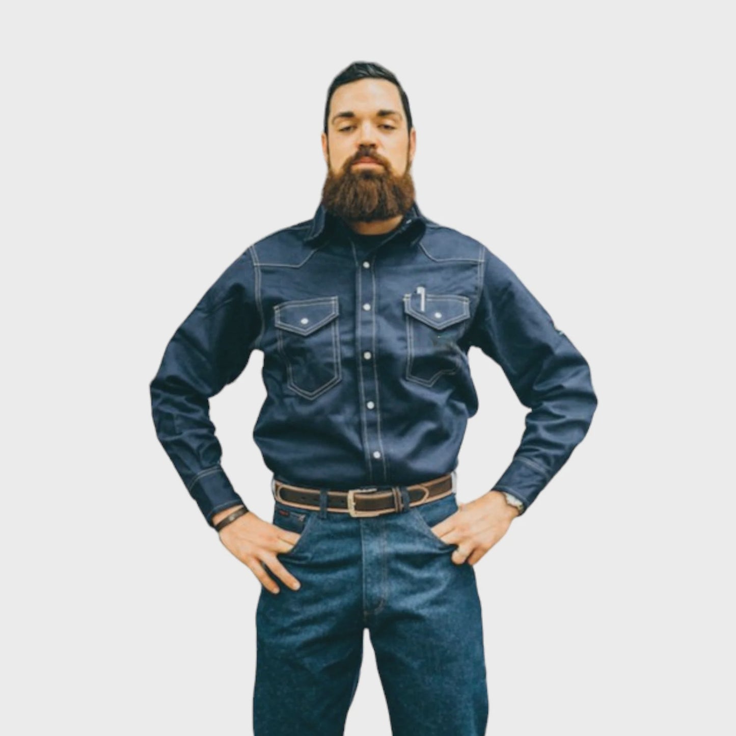 RASCO - FR BLUE DENIM HEAVYWEIGHT SHIRT WITH SNAPS FR1022DN