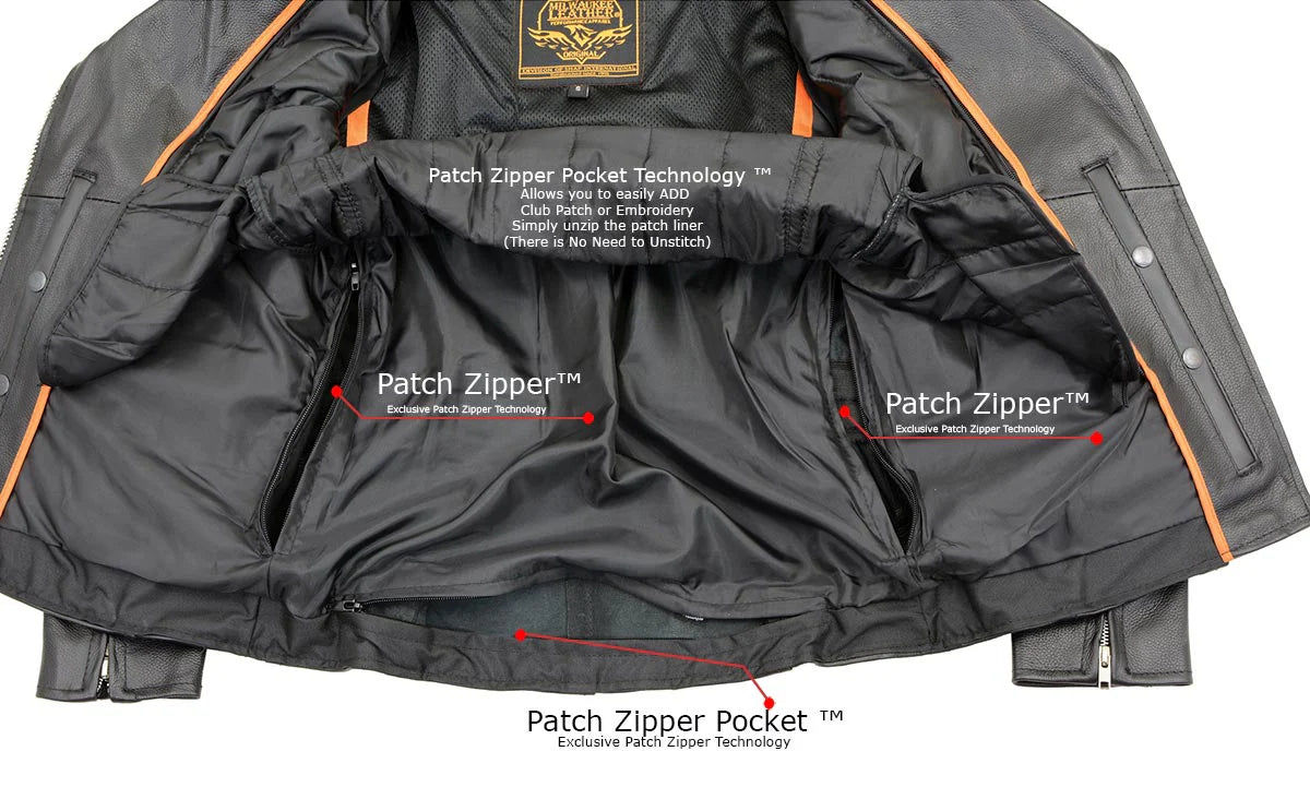 MILWAUKEE LEATHER - WOMEN'S CLASSIC BLACK BRAIDED MOTORCYCLE JACKET WITH STUDDED BACK - LKL2710