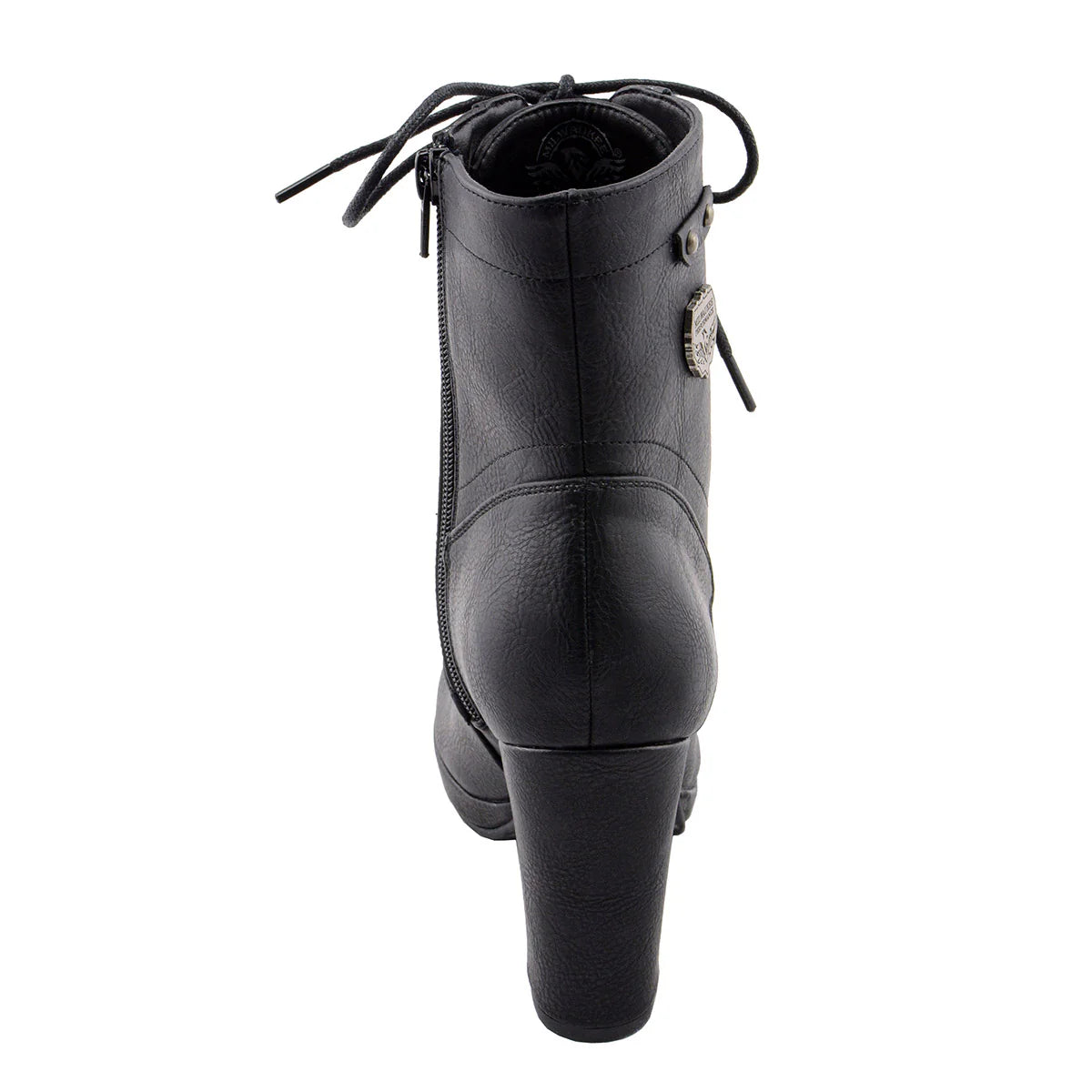 MILWAUKEE LEATHER - WOMEN'S BLACK LACE-UP FASHION BOOTS WITH STUDDED ACCENTS AND PLATFORM HEEL - MBL9418
