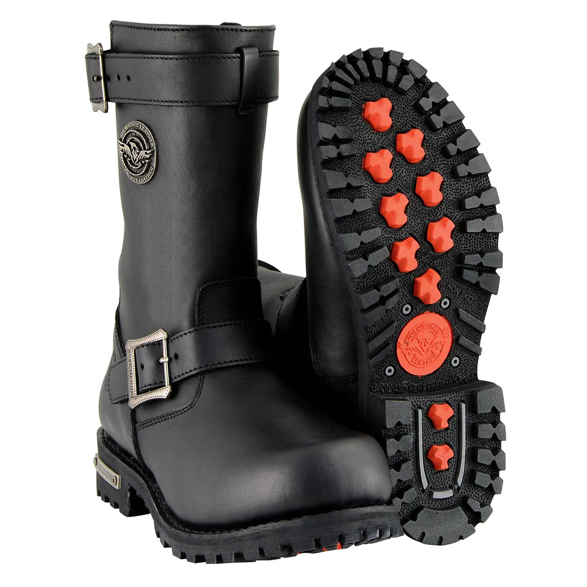 MILWAUKEE LEATHER - MEN'S BLACK LEATHER WIDE-WIDTH 11-INCH CLASSIC ENGINEER MOTORCYCLE BOOT - MBM9020W
