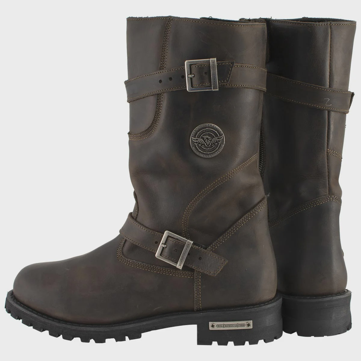 MILWAUKEE LEATHER - MEN'S CLASSIC DISTRESSED BROWN LEATHER MOTORCYCLE ENGINEER RIDING BIKER BOOT - MBM9063