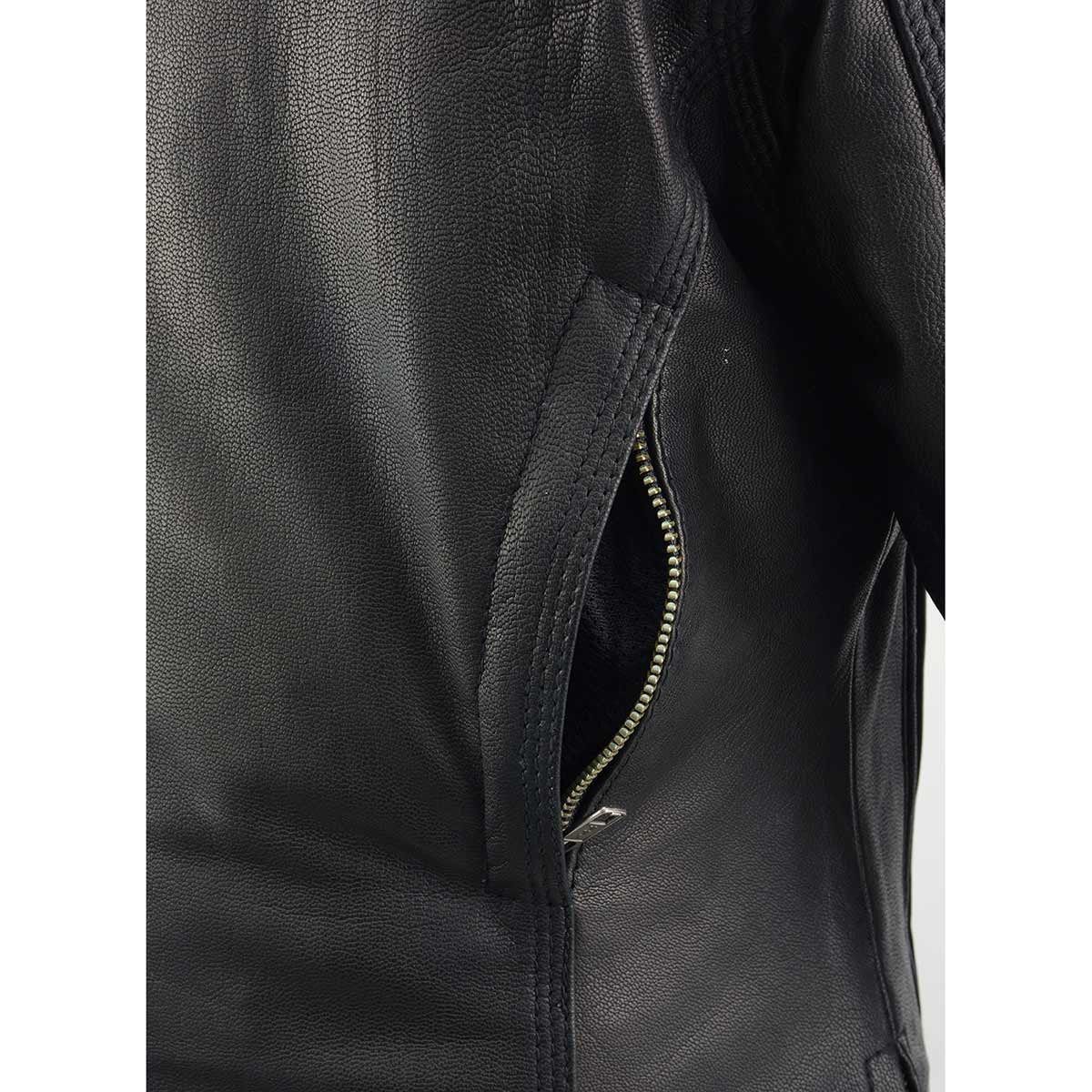 MILWAUKEE LEATHER - WOMEN'S SCOOTER BLACK LEATHER VENTED LIGHTWEIGHT TRIPLE STITCH MOTORCYCLE JACKET - MLL2551