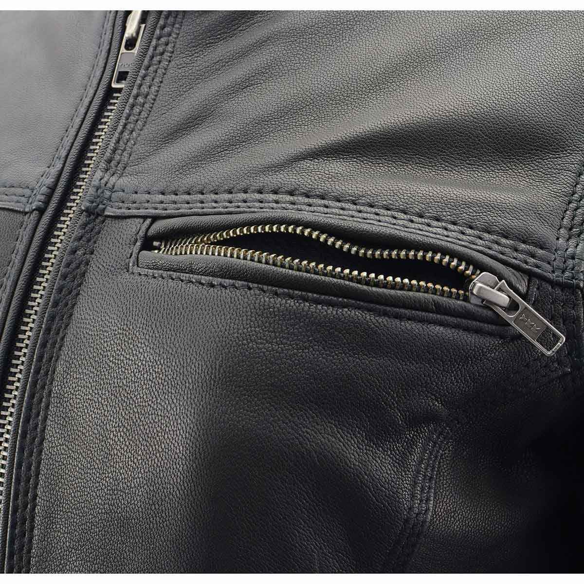 MILWAUKEE LEATHER - WOMEN'S SCOOTER BLACK LEATHER VENTED LIGHTWEIGHT TRIPLE STITCH MOTORCYCLE JACKET - MLL2551