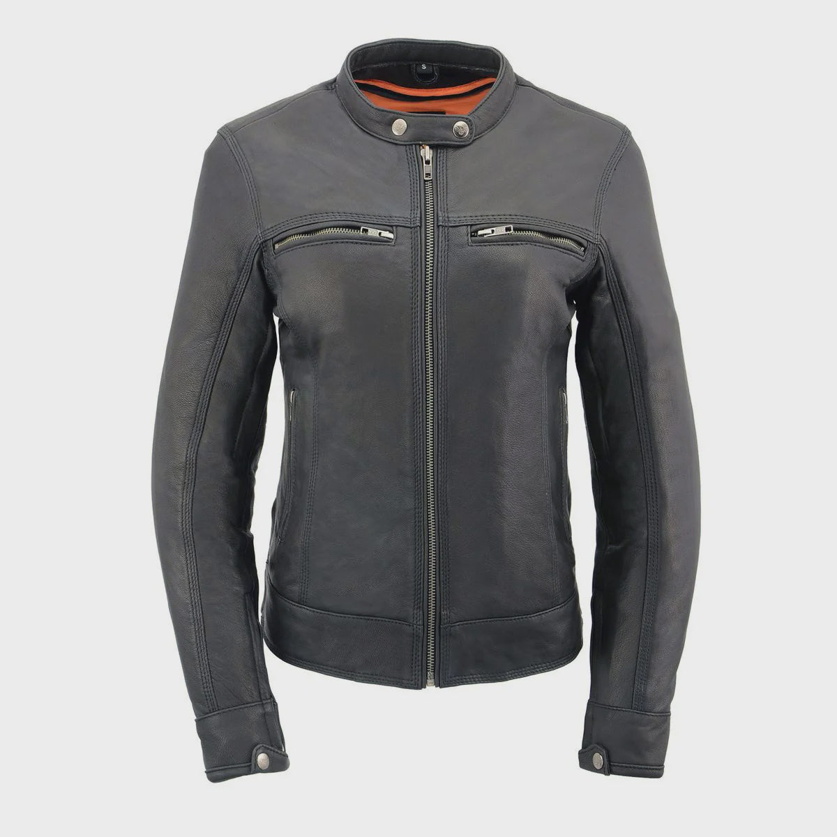 MILWAUKEE LEATHER - WOMEN'S SCOOTER BLACK LEATHER VENTED LIGHTWEIGHT TRIPLE STITCH MOTORCYCLE JACKET - MLL2551