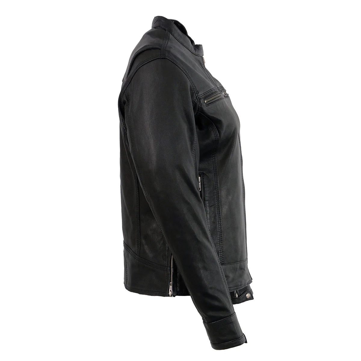 MILWAUKEE LEATHER - WOMEN'S SCOOTER BLACK LEATHER VENTED LIGHTWEIGHT TRIPLE STITCH MOTORCYCLE JACKET - MLL2551