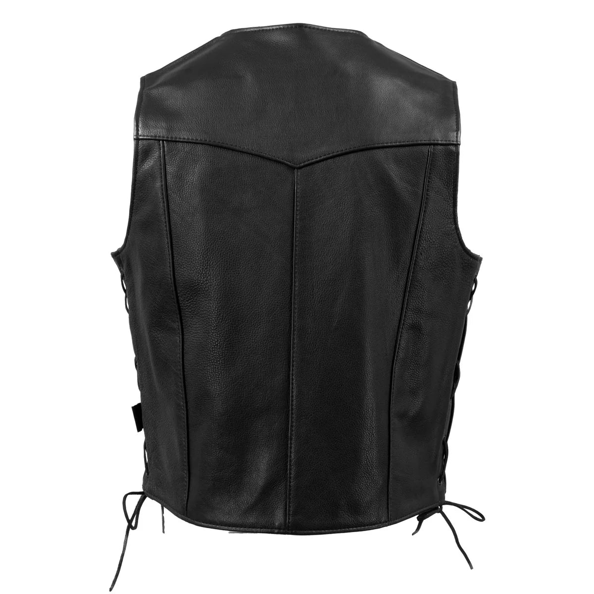 MILWAUKEE LEATHER - MEN'S BLACK BUSTER SIDE LACE PREMIUM MOTORCYCLE LEATHER VEST - MADE IN THE USA - MLVSM5008